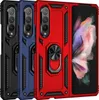 Three phone cases in black, blue, and red, with the red one open to show a phone screen. Produktbild-Vorschau