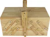 A wooden sewing box with its compartments open. Podgląd zdjęcia produktu