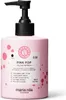 A pink bottle of Maria Nila Colour Refresh Pink Pop hair mask with a black pump dispenser, set against a white background. Produktbild-Vorschau