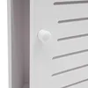 A close-up view of a white cabinet door with a round knob and horizontal slats. Náhled obrázku produktu