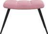 A pink upholstered stool with black legs against a white background. Voir les images du produit