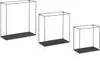 Three black metal wall shelves of varying sizes are displayed against a white background. Anteprima dell’immagine prodotto