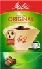 A package of Melitta coffee filters with coffee beans and a cup of coffee. Voir les images du produit