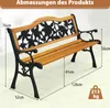 A garden bench with dimensions indicated by measurement lines and text. Produktbild-Vorschau