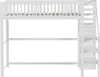 A white loft bed with a ladder on the right side, shown against a white background. Voir les images du produit