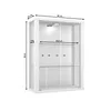 A diagram of a white wall-mounted display cabinet with dimensions indicated. Náhľad obrázku produktu