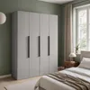 Drehtürenschrank Kleiderschrank Schrank 180 cm grau farben Produktbild-Vorschau 2