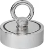 A silver magnet with an eyelet attached to it, shown against a white background. Produktbild-Vorschau