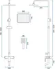 A technical drawing of a shower set with dimensions indicated. Anteprima dell’immagine prodotto