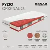 A cutaway view of a mattress showing its internal layers, with accompanying text and material swatches. Náhľad obrázku produktu