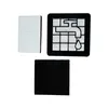 Three different filter components are shown against a white background. One is white and rectangular, another is black and square, and the third is a square frame with a grid and a water faucet icon. The third component has a water drop shown falling from  Produktbild-Vorschau