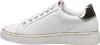 A side view of a white Guess sneaker with gold accents. Produktbild-Vorschau