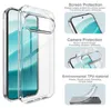 A clear phone case is shown with diagrams illustrating its protective features. Anteprima dell’immagine prodotto