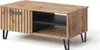 A wooden coffee table with black legs and a black shelf. Anteprima dell’immagine prodotto