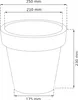 A line drawing of a flower pot with dimensions indicated. Náhľad obrázku produktu