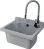A gray sink with a flexible faucet with water running. Anteprima dell’immagine prodotto