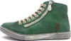 A side view of a green high-top sneaker with a zipper and laces. Produktbild-Vorschau