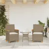vidaXL Gartenstühle mit Kissen 2 Stk. Beige Poly Rattan Produktbild-Vorschau 3