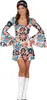 Hippie 70s Blumen Swingkleid Stirnband Karneval Fasching Produktbild-Vorschau 1