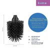 A toilet brush head with dimensions and feature descriptions. Produktbild-Vorschau