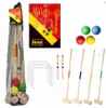 Jeu de croquet en bois dans filet FSC100%, 4 maillets Voir les images du produit 2