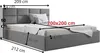 GUTTO Polsterbett 200x200 Metall-Lattenrost Grau Velour Produktbild-Vorschau 7