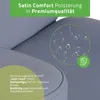 Close-up of a gray upholstered surface with water droplets and a green circle highlighting features. Produktbild-Vorschau