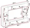 A diagram showing the dimensions of a modular living room furniture set. Produktbild-Vorschau