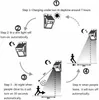 Diagram showing the operation of a solar-powered motion-sensing light. Voir les images du produit