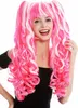 WIG ME UP Perücke Cosplay Lang Zöpfe Weiß Rosa Mix Produktbild-Vorschau 3