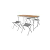 A folding aluminum camping table with four stools, set against a white background. Produktbild-Vorschau