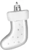 A silver Christmas stocking ornament with white fuzzy trim and small clear embellishments. Produktbild-Vorschau