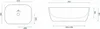 Technical drawings of a sink with dimensions. Náhled obrázku produktu