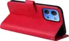 A red flip phone case is shown open, revealing the inside and the back of a phone with a camera module. Produktbild-Vorschau