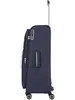 Side view of a navy blue suitcase with a telescopic handle extended. Produktbild-Vorschau