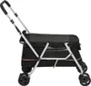 vidaXL Hundewagen Faltbar Schwarz 100x49x96 cm Leinenstoff Produktbild-Vorschau 3