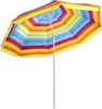 A colorful striped beach umbrella with a white pole, isolated on a white background. Náhled obrázku produktu