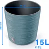 A blue textured planter pot with dimensions and capacity indicated. Anteprima dell’immagine prodotto