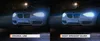 Comparison of car headlights at night, showing the difference between original and upgraded bulbs. Produktbild-Vorschau