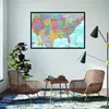 A living room scene with a map of the USA on the wall, two chairs, and a chess set on a table. Podgląd zdjęcia produktu