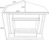 A line drawing of a fireplace with dimensions indicated. Náhled obrázku produktu