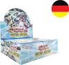 A display box of Yu-Gi-Oh! Justice Hunters trading cards, with a German flag icon in the upper right corner. Produktbild-Vorschau