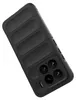 A black phone case with a textured back and a camera cutout is shown against a white background. Produktbild-Vorschau