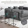 A modular sofa with side pockets and metal frames shown in a living room setting. Voir les images du produit