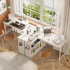 Scrivania da ufficio a forma di L 107 cm con supporto per Anteprima dell’immagine prodotto 4