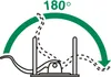 An illustration showing the 180-degree opening mechanism of a binder. Produktbild-Vorschau