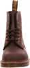 A close-up front view of a brown leather boot. Voir les images du produit
