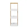Badezimmer Regal 3 Ebenen Bambus Weiss 28x18x84,5cm MDF Produktbild-Vorschau 3