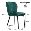 A green upholstered chair with dimensions indicated by measurement lines and text. Anteprima dell’immagine prodotto