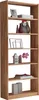 A tall, narrow wooden bookshelf filled with decorative items and books. Produktbild-Vorschau